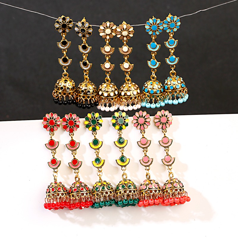 Indian Wedding Supply - Jhumka Jhumki pendientes indios con borlas