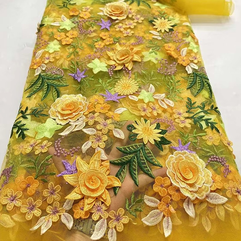 Wedding Floral Supply - Tela de tul bordada con flores