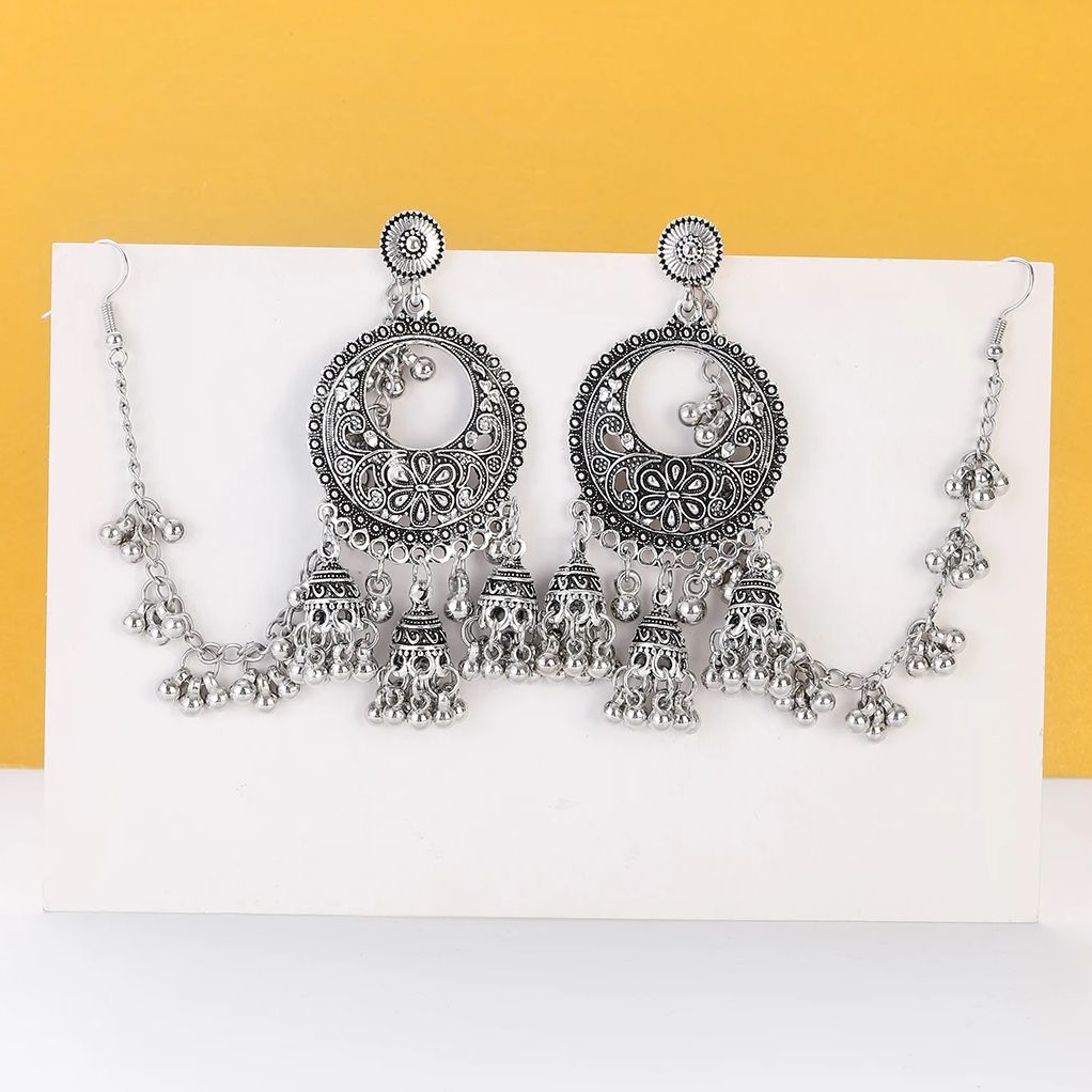 Indian Wedding Supply - Pendientes Jhumka Indios Étnicos con Borlas