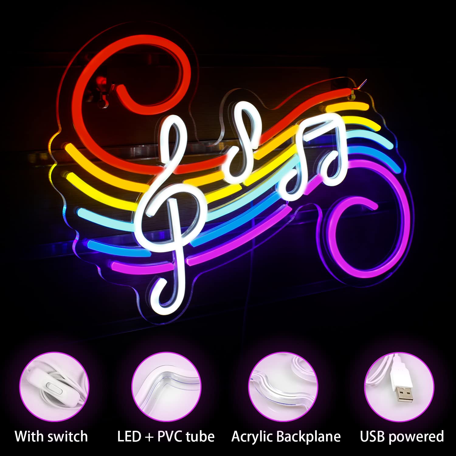 Letrero de Neón con Notas Musi - Wedding Led reseña y precio