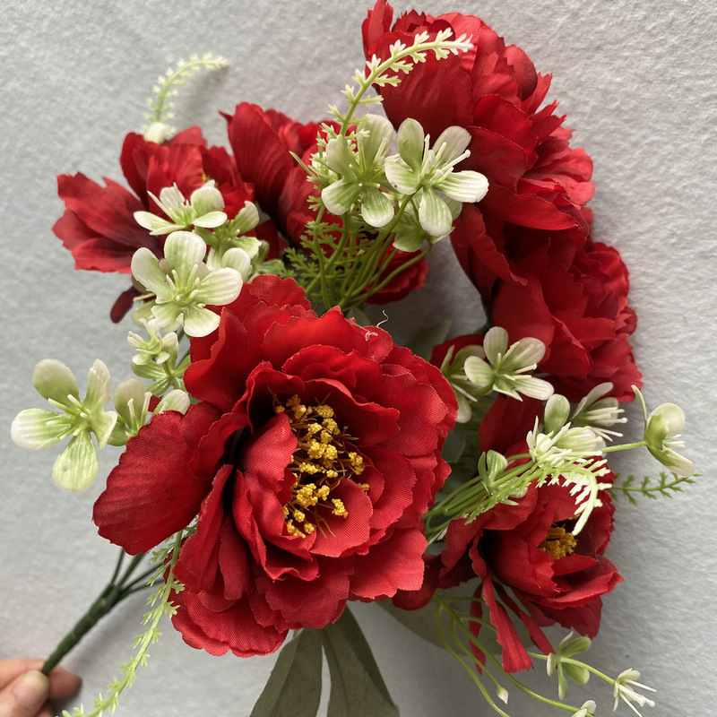 Ramo de peonías de seda artifi - Wedding Floral Supply reseña y precio