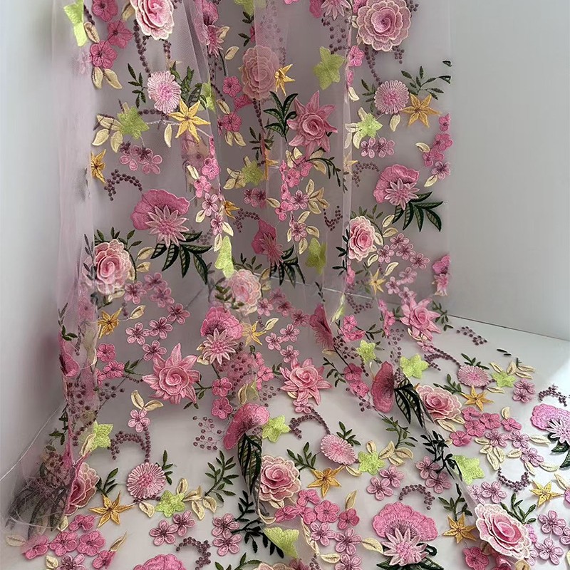 Tela de tul bordada con flores - Wedding Floral Supply reseña y precio