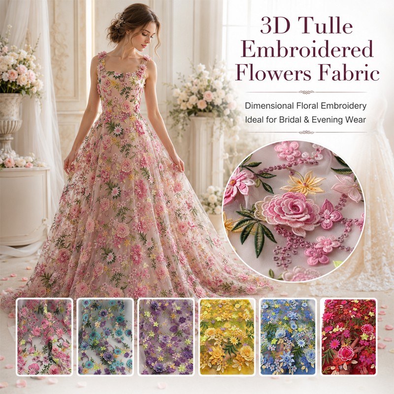 Tela de tul bordada con flores - Wedding Floral Supply reseña y precio