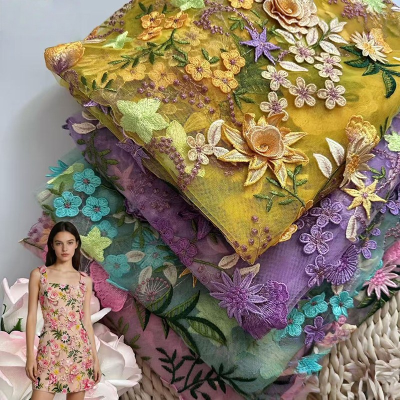 Tela de tul bordada con flores - Wedding Floral Supply reseña y precio